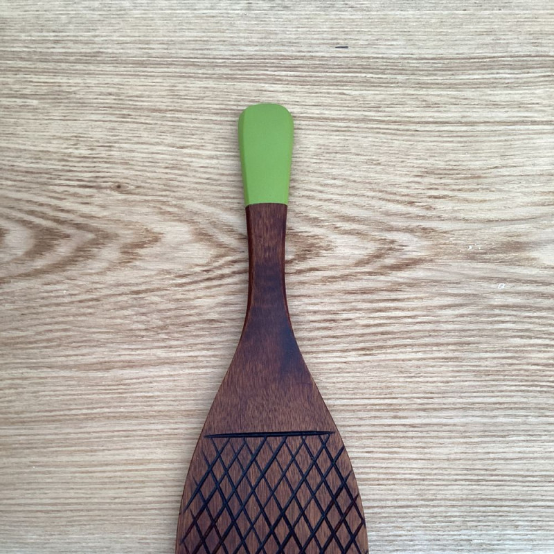Spatule à riz Shamozi verte vermillon en bois de lithocarpus glaber